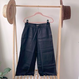 NWT Eileen Fisher 100% linen cropped wide leg pants, S, Black